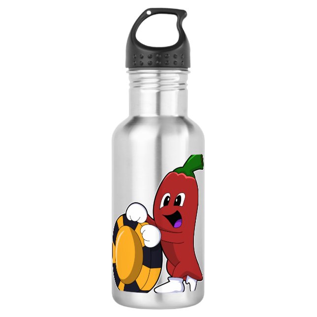 Pepper at Poker with Poker chips 710 Ml Water Bottle (Front)