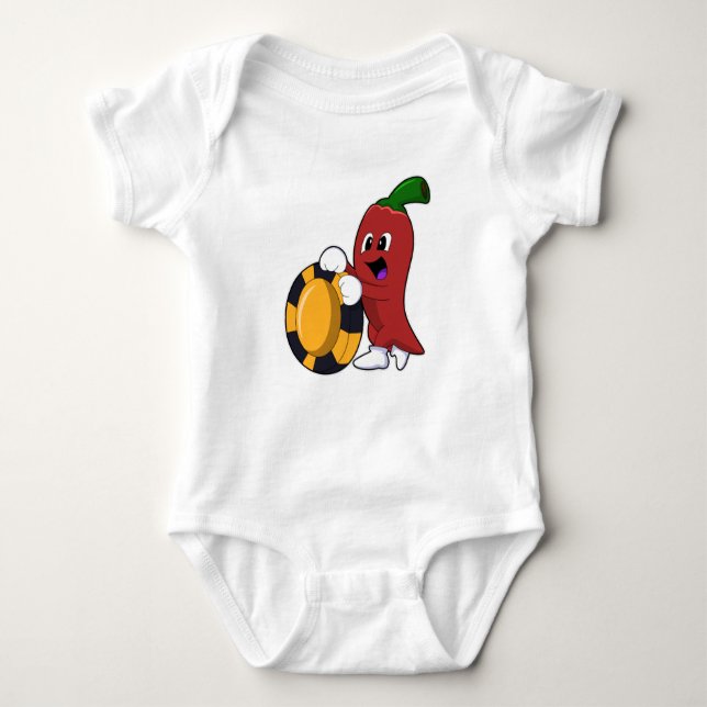 Pepper at Poker with Poker chips Baby Bodysuit (Front)