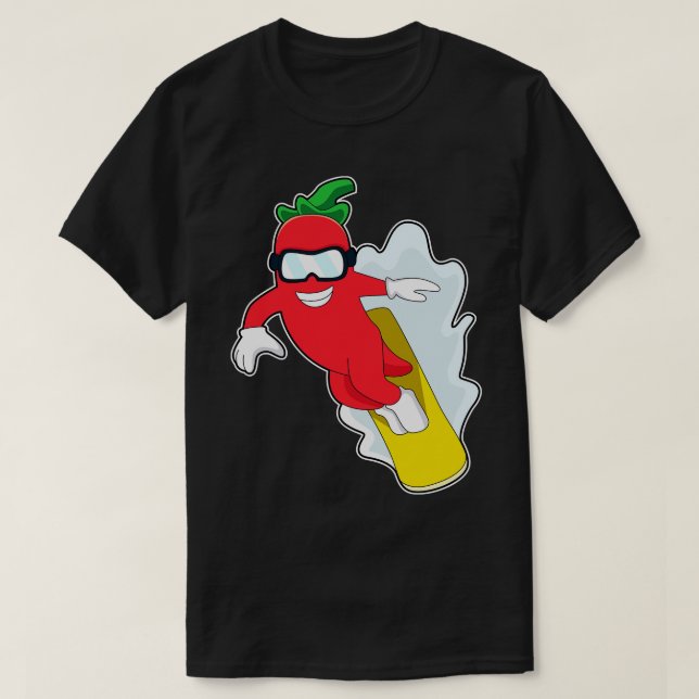 Pepper at Snowboarding with Snowboard T-Shirt (Design Front)