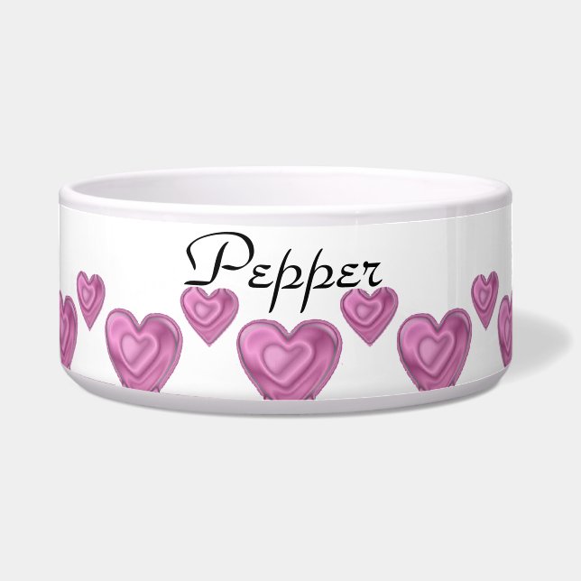 Pepper Custom Hearts Dog bowl (Front)