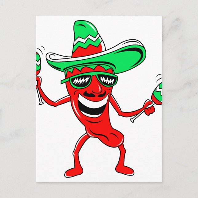 Pepper maracas sombrero sunglasses.png postcard (Front)