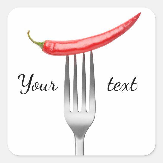 Pepper on a fork square sticker (Front)