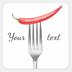 Pepper on a fork square sticker