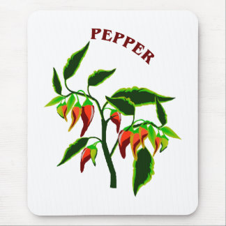 Pepper plant graphic with word pepper mouse pad