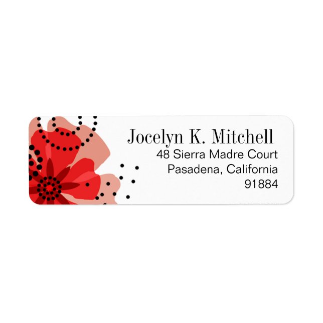 Pepper Poppies - red Return Address Label (Front)