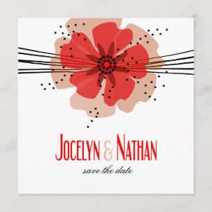 Pepper Poppies Save the Date red