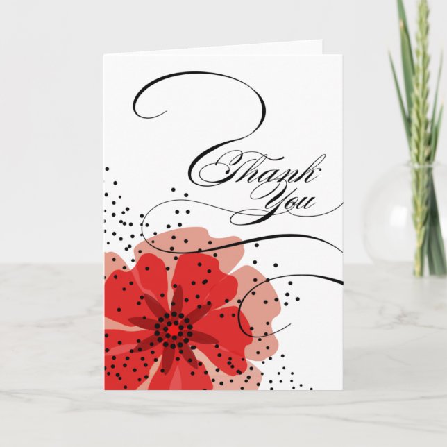 Pepper Poppies Thank You 2 red Card (Front)
