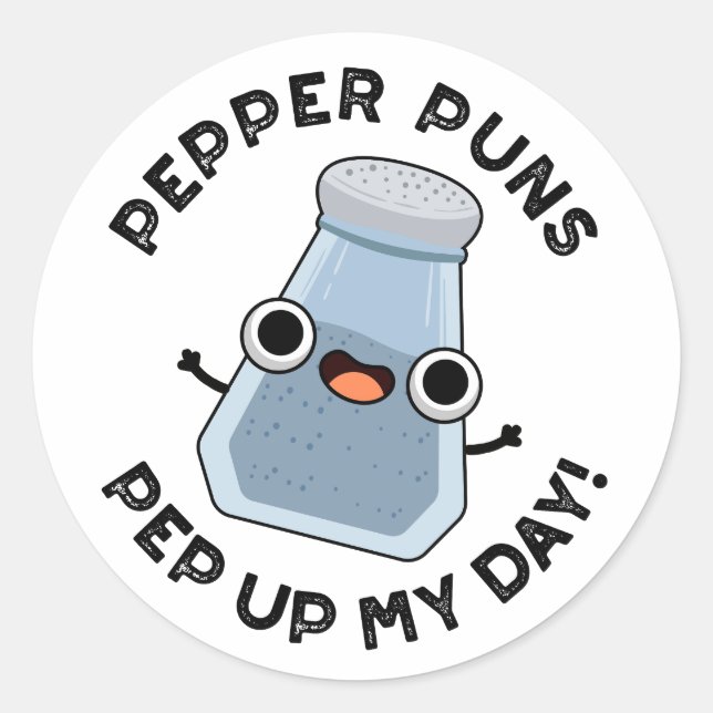 Pepper Puns Pep Up My Day Funny Food Pun  Classic Round Sticker (Front)