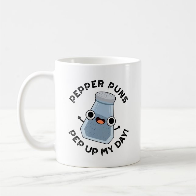 Pepper Puns Pep Up My Day Funny Food Pun  Coffee Mug (Left)