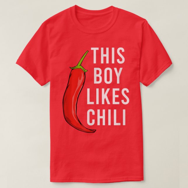 Pepper Spicy Food Funny Saying Boy Likes Chilli  T-Shirt (Design Front)