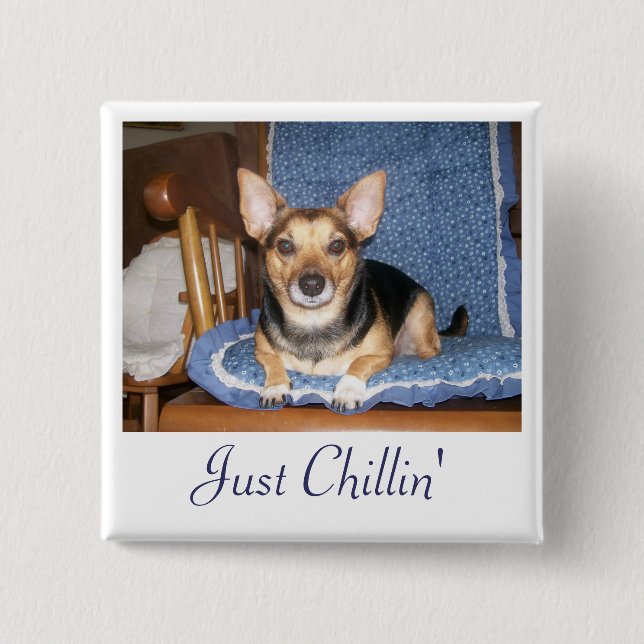 Pepper the Dog Just Chillin Button (Front)