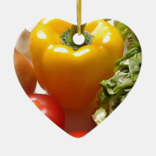 Pepper Tomatoes Vegetables Lettuce Healthy  Food Ceramic Ornament
