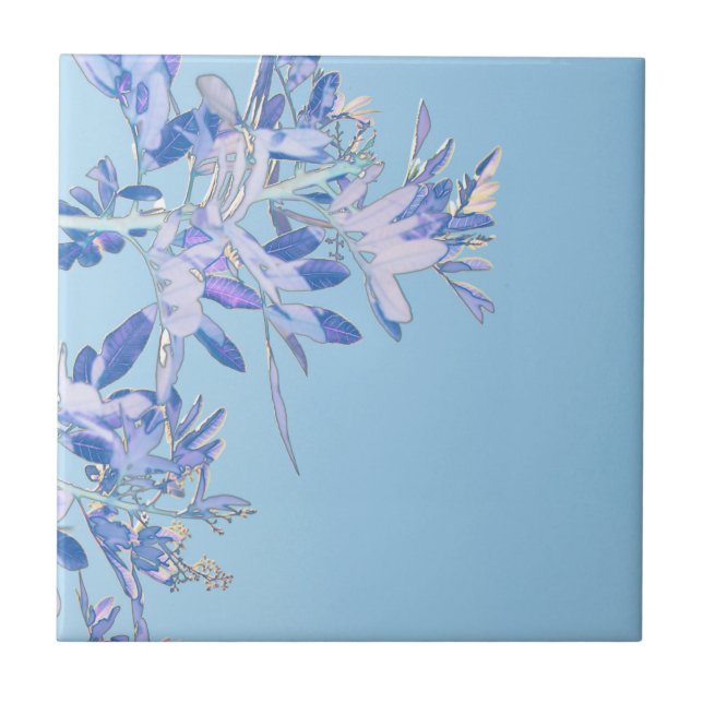 Pepper Tree Pale Pastel Blue Ceramic Tile (Front)