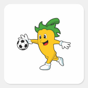 Pepper Vegan as Soccer player with Soccer.PNG Square Sticker