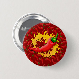 Pepper with flame 6 cm round badge
