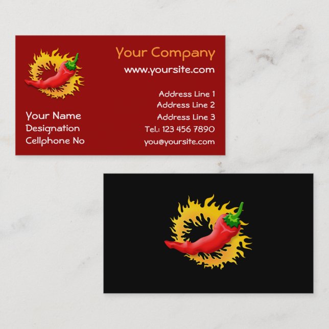 Pepper with flame business card (Front/Back)