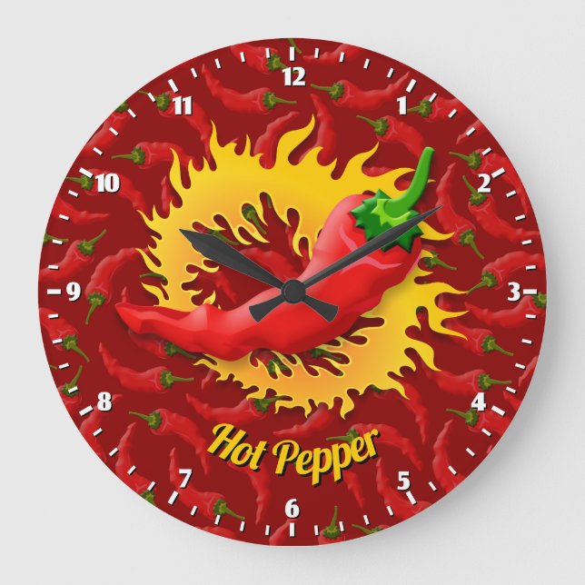 Pepper with Flame Large Clock (Front)