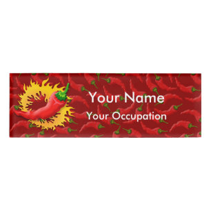 Pepper with flame Name Tag