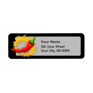 Pepper with flame return address label