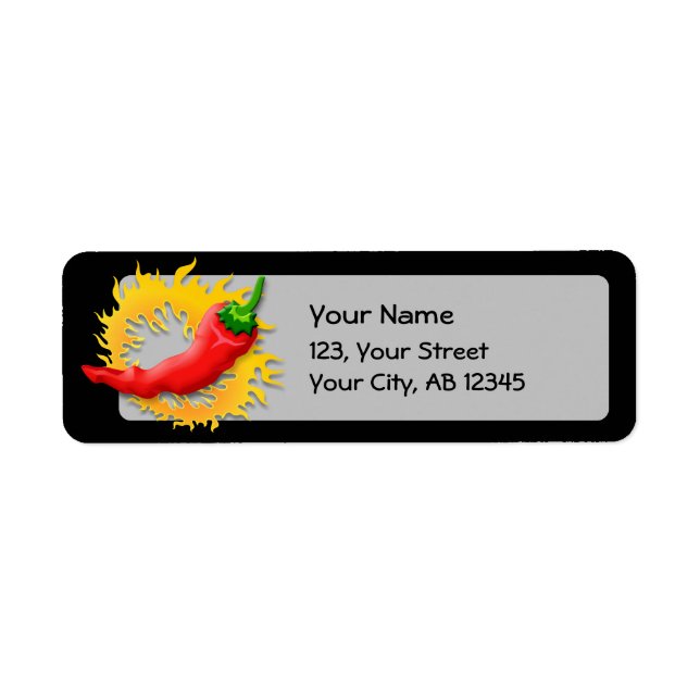 Pepper with flame return address label (Front)