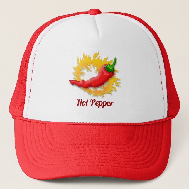 Pepper with Flame Trucker Hat (Front)