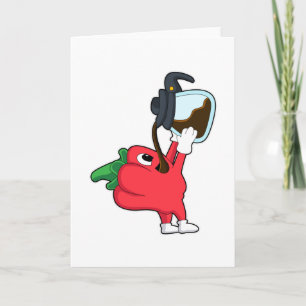 Pepper with Pot of Coffee Card