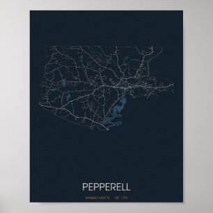 Pepperell Massachusetts Street Map Poster (Night)