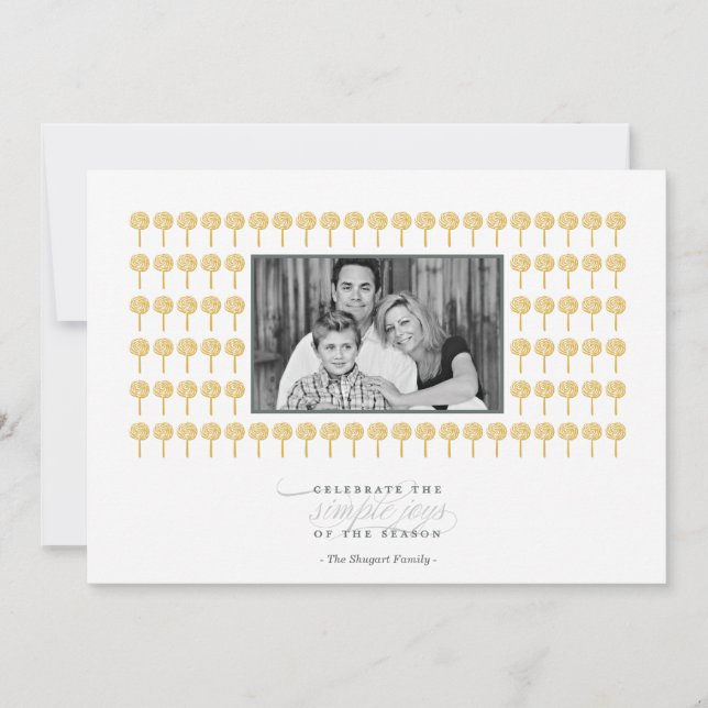 Peppermint 24KT Pattern Holiday Photo Card (Front)