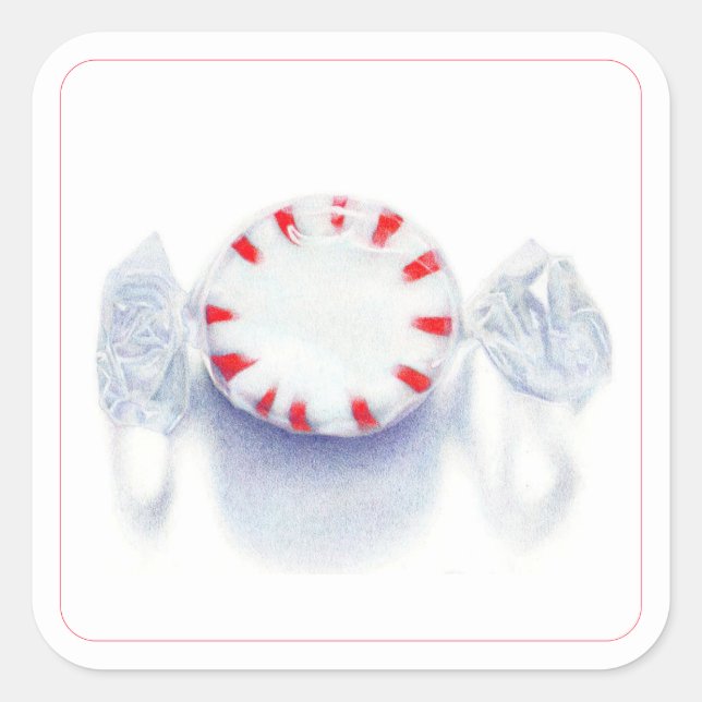PEPPERMINT CANDY 3" Square Stickers  (Front)
