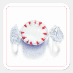 PEPPERMINT CANDY 3" Square Stickers 