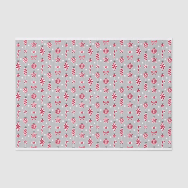 Peppermint Candy Baubles Tissue Paper (Front)