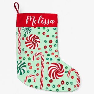 Peppermint Candy Cane Christmas Sweets CUSTOM Small Christmas Stocking