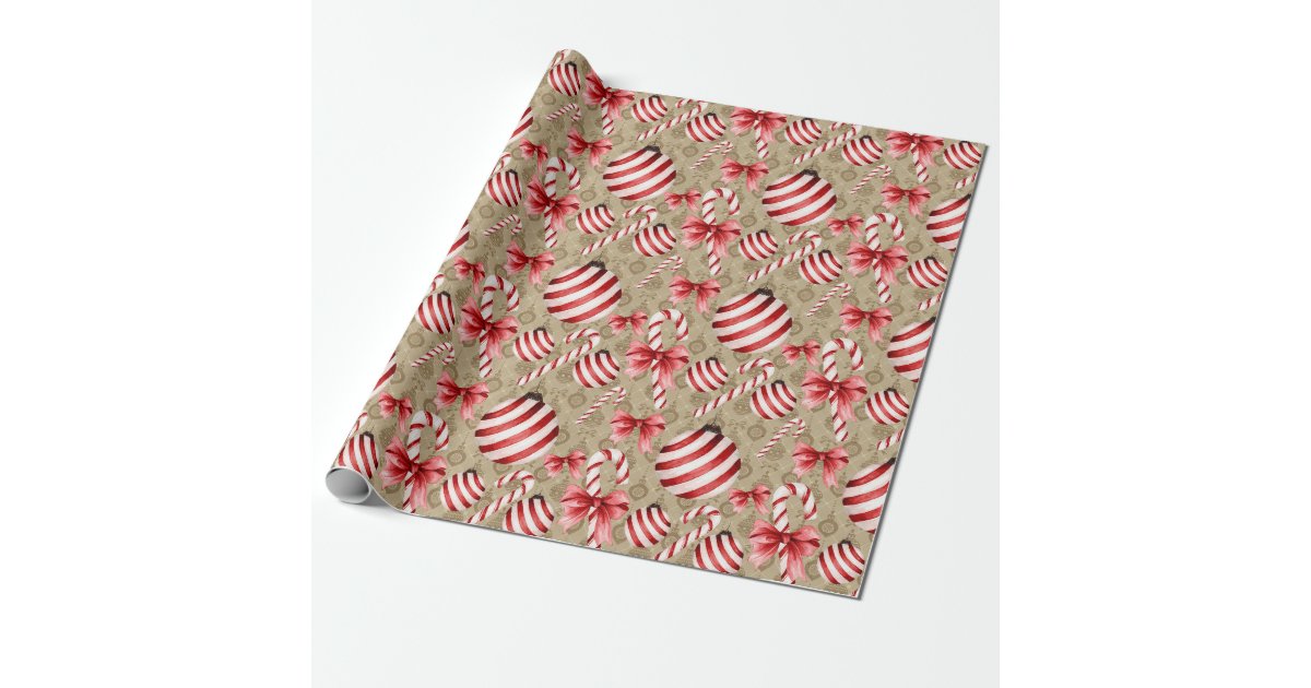 Peppermint Candy Cane Gift Wrap Paper Zazzle