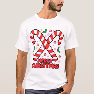 Peppermint Candy Cane Merry Christmas T-Shirt