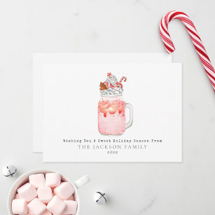 Peppermint Candy Cane Milkshake Sweet Holiday Card