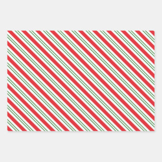 Peppermint Candy Cane Stripes Pattern (red/green) Wrapping Paper Sheet