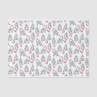 Peppermint Candy Cats and Christmas Trees Tissue Paper