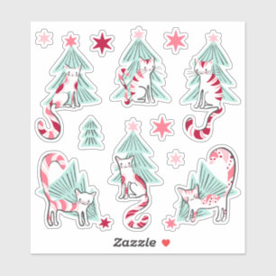 Peppermint Candy Cats Sticker Sheet