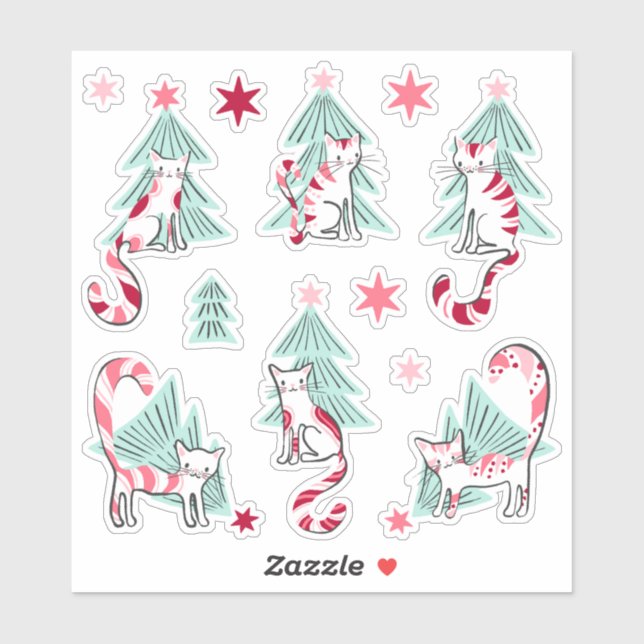 Peppermint Candy Cats Sticker Sheet (Sheet)