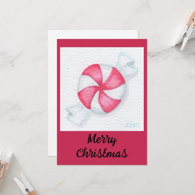 Peppermint Candy Christmas Cards (Front/Back In Situ)