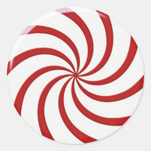 Peppermint Candy Christmas Classic Round Stick Sticker