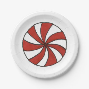 Peppermint Candy Christmas Holiday Mint Plates
