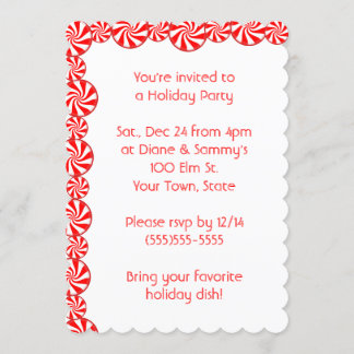 Peppermint Candy Christmas Holiday Party Invitation