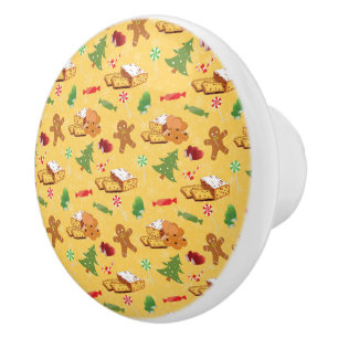 Peppermint Candy,Gingerbread Man and cake Ceramic Knob