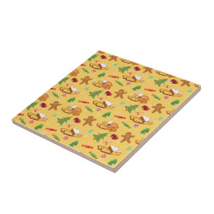 Peppermint Candy,Gingerbread Man and cake Ceramic Tile
