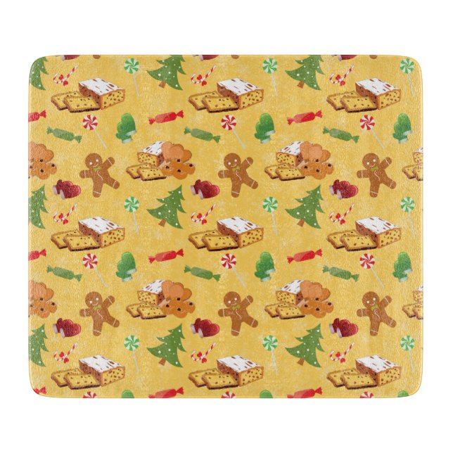 Peppermint Candy,Gingerbread Man and cake Cutting Board (Front)