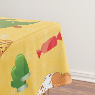 Peppermint Candy,Gingerbread Man and cake Tablecloth