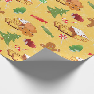 Peppermint Candy,Gingerbread Man and cake Wrapping Paper