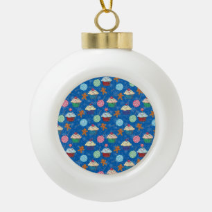 Peppermint Candy ,Gingerbread Man and cup cake Ceramic Ball Christmas Ornament