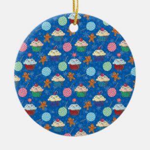 Peppermint Candy ,Gingerbread Man and cup cake Ceramic Ornament